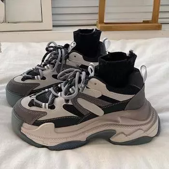 Running Women Sneakers Mesh Breathable Thick Bottom Elevated Increase New All-match Casual Shoes Womens Shoes Autumntime 35 бежевый