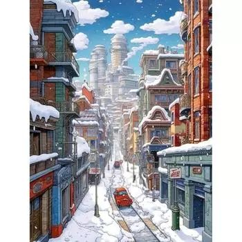 Ruopoty 40x50 см акриловая краска по номерам зимний снежный пейзаж картина маслом по номерам на холсте набор «сделай сам» городской пейзаж домашний декор 40x50cm NO Frame