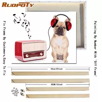 RUOPOTY 40x50 см DIY рамка DIY картина по номерам для взрослых животные серии акриловая краска на холсте домашний декор ручная роспись искусство