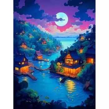 Ruopoty 40x50 см картина по номерам лунный пейзаж DIY рамка для фотографий краска по номерам небо на холсте DIY украшение дома 40x50cm NO Frame