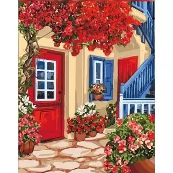 Ruopoty 40x50 см картина по номерам поделки своими руками декоративные картины дом с цветами рисунок по номерам для взрослых произведения искусства 40x50cm NO Frame