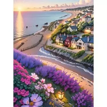 Ruopoty 40x50 см картина по номерам ручная работа Приморский закат пейзаж картина по номерам на холсте декоративная живопись подарок Artwor 40x50cm NO Frame