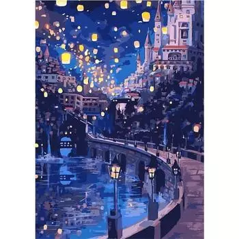 Ruopoty 40x50 см картина по номерам ручная работа ночной город картина рисунок на холсте набор красок для взрослых ремесла домашний декор пейзаж 40x50cm NO Frame