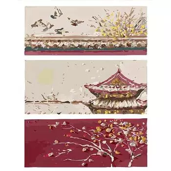 Ruopoty 40x50 см картина по номерам в китайском стиле красные здания ручная роспись для взрослых холст картина сделай сам подарок художественная краска 40x50cm NO Frame