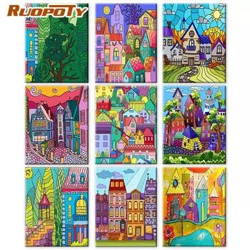 RUOPOTY 40x50 см Рамка для фотографий по номерам Абстрактная краска для дома по номерам Акриловая краска Холст Украшения дома Ремесла Diy Kit 40x50cm NO Frame