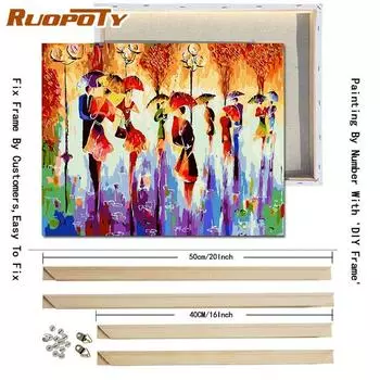 Ruopoty абстрактные картины DIY картина по номерам для настенного искусства ручная роспись картина подарок домашний декор стены с DIY рамкой