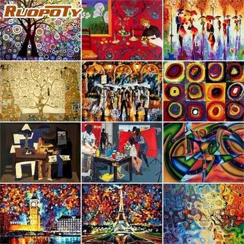 Ruopoty абстрактные картины DIY картина по номерам для настенного искусства ручная роспись картина подарок домашний декор стены нарисовать художественную картину