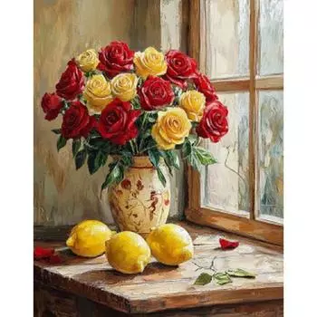 RUOPOTY Акриловая живопись по номерам Цветочная раскраска по номерам для взрослых Подарок своими руками Краска по номерам Домашний декор Искусство 40x50cm NO Frame