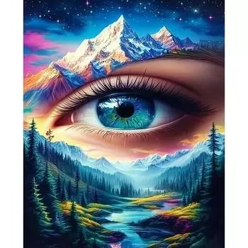 RUOPOTY Акриловая картина Картина по номерам Глаз Горный пейзаж Акриловая краска на холсте Рисунок Раскраска по номерам Для подарка своими руками 40x50cm NO Frame