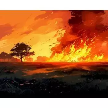 RUOPOTY Акриловая картина краска по номерам с рамкой огонь пейзаж рисунок на холсте поделки для домашнего декора идеи своими руками 40x50cm NO Frame
