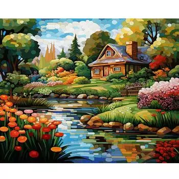 RUOPOTY акриловая картина по номерам, деревенский пейзаж, раскраска по номерам для взрослых, домашний декор, набор красок, ручная работа, подарок «сделай сам» 40x50cm NO Frame