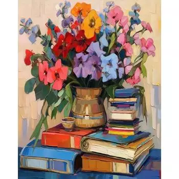 RUOPOTY Акриловая картина по номерам для рукоделия, абстрактные книжные картины по номерам, цветы, украшение для дома на холсте, произведения искусства 40x50cm NO Frame