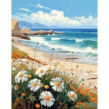 Ruopoty акриловая картина по номерам для взрослых Приморские цветы краска с цифрами персонализированный подарок своими руками домашний декор 40x50 см без рамки 40x50cm NO Frame