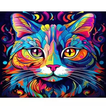 RUOPOTY акриловая картина по номерам красочный рисунок кота по номерам для взрослых подарок «сделай сам» украшение дома для детей ручная работа 40x50cm NO Frame