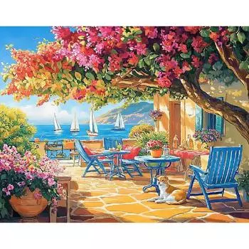 RUOPOTY Акриловая картина по номерам своими руками, картина с номерами, балкон для домашнего настенного искусства, декор 40x50 см/16x20 дюймов без рамки 40x50cm NO Frame