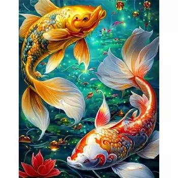 Ruopoty акриловая картина по номерам Золотая рыбка масляная краска по номерам для взрослых ручная роспись художественная подарочная рамка холст картина животные 40x50cm NO Frame