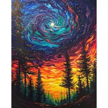 RUOPOTY акриловая краска по номерам для взрослых наборы абстрактное небо ночной рисунок раскраска по номерам пейзаж для DIY подарок 40x50cm NO Frame