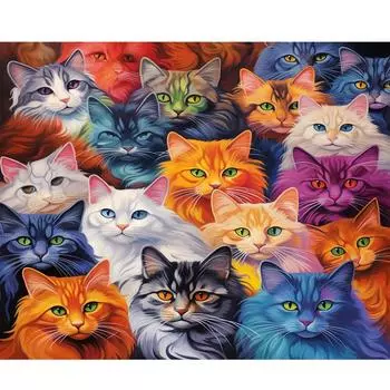 RUOPOTY акриловая краска по номерам красочные кошки картина маслом по номерам на холсте животные 40x50 см безрамное DIY домашний декор настенное искусство 40x50cm NO Frame
