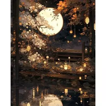 Ruopoty акриловая краска по номерам лунный пейзаж DIY рамка современный рисунок на холсте раскраска по номерам ручная роспись художественный подарок 40x50cm NO Frame
