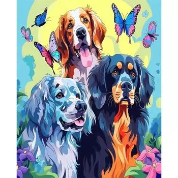 Ruopoty акриловая краска по номерам, ручная роспись, комплект, собака на холсте, рисунок по номерам, бабочка, современная картина, краска, домашний декор 40x50cm NO Frame