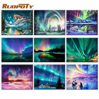 RUOPOTY акриловая рамка «сделай сам», картина по номерам для взрослых, картина «Аврора», настенная живопись, ручная роспись, картина маслом для домашнего декора 40x50cm NO Frame
