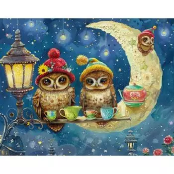 RUOPOTY Акриловая живопись по номерам для взрослых, декоративная живопись, лунная сова, подарок, ручная роспись, поделки своими руками, краска для домашнего декора 40x50cm NO Frame