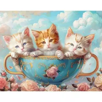 RUOPOTY Акриловая живопись по номерам Ручная роспись кошек Цифры Искусство для взрослых Подарочная картина Краска Домашний декор 40x50cm NO Frame