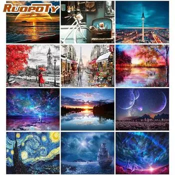 Ruopoty Алмазная вышивка пейзаж полная квадратная дрель DIY алмазная живопись звездное небо картина из горного хрусталя мозаика комплект домашний декор искусство