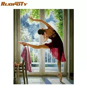 RUOPOTY балетная женская фигурка картина «сделай сам» картина по номерам комплект акриловая краска на холсте настенная художественная живопись для домашнего декора подарок 40x50CM NO Frame