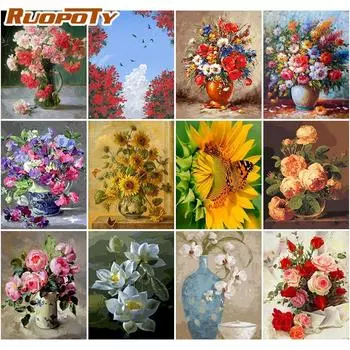 Ruopoty бескаркасные цветы серии Diy живопись по номерам раскраска по номерам акриловая картина на холсте ручная роспись искусство рисования
