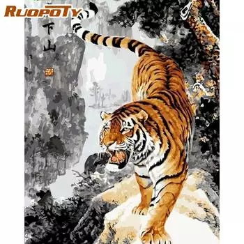 Ruopoty бескаркасные животные DIY картина по номерам настенная художественная картина уникальный подарок ручная роспись маслом для домашнего декора 40x50 см