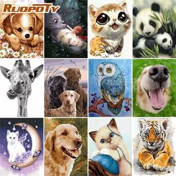 Ruopoty Безрамная абстрактная живопись Красочная картина маслом DIY Картина по номерам Современная настенная художественная картина ручная роспись для украшения стены 40x50 см