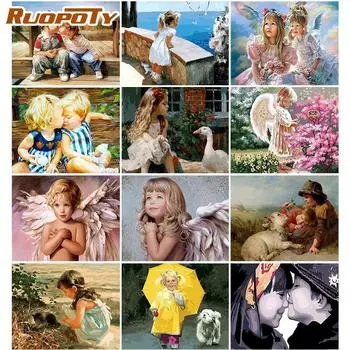 Ruopoty безрамная детская картина «сделай сам», картина по номерам, рисунок на холсте, акриловая настенная художественная картина для домашнего декора, искусство 40x50CM NO Frame