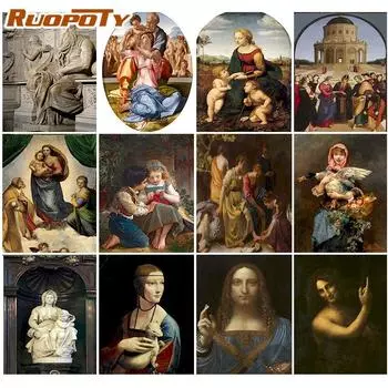 Ruopoty безрамная фигурка картина картина по номерам ручная роспись акриловым маслом рисунок на холсте для взрослых домашний декор 40x50 см