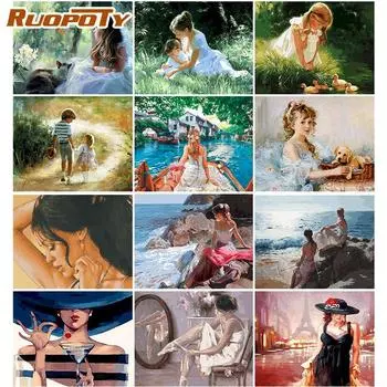 Ruopoty безрамная картина по номерам «сделай сам», акриловая картина по номерам, ручная роспись, картина маслом, искусство 40x50 см