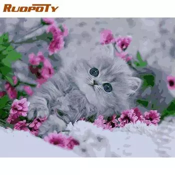 Ruopoty безрамная картина с животными, цифровая картина «сделай сам», по номерам, акриловая картина, холст, настенное искусство, домашний декор для декора гостиной