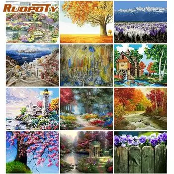 Ruopoty безрамная картина «сделай сам» по номерам, акриловая настенная живопись, пейзаж, холст, современная картина маслом 40x50 см
