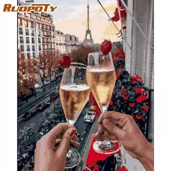Ruopoty безрамная серия «сделай сам, Cheers», наборы для рисования по номерам, акриловая краска, рисунок на холсте для украшения стен 40x50 см