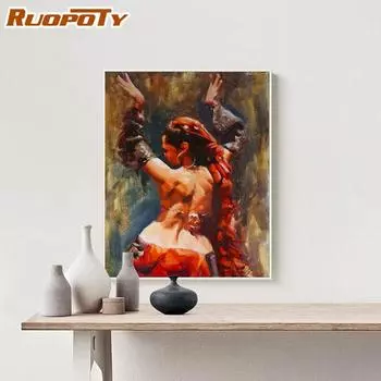 Ruopoty, безрамная танцующая девушка, сделай сам, картина по номерам, современные настенные художественные картины по номерам, краски для домашнего декора 40x50 см