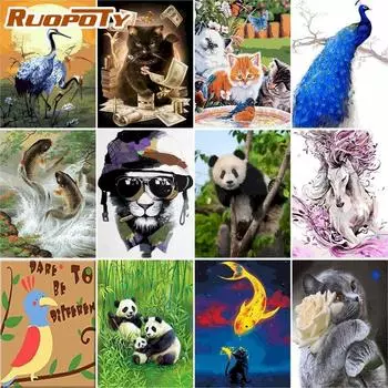 Ruopoty безрамное животное DIY картина по номерам акриловая картина ручная роспись маслом настенная живопись холст для настенного искусства 40x50 см