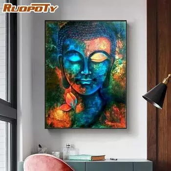 Ruopoty безрамные картины Будды DIY цифровая живопись по номерам наборы для рисования Современная настенная живопись на холсте для стены Artwok