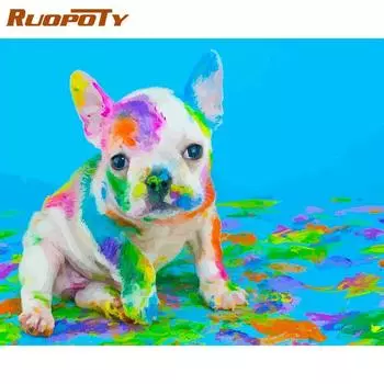 Ruopoty безрамные животные DIY картина по номерам ручная роспись маслом акриловые наборы картин краска по номерам для настенных работ
