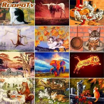 Ruopoty, безрамные животные, сделай сам, картина по номерам, наборы для масляной живописи ручной работы, акриловая картина, холст, картина для уникального подарка, настенная художественная картина