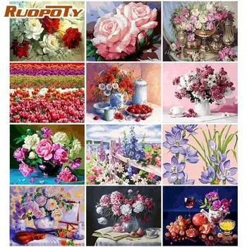 Ruopoty, безрамный цветок, сделай сам, цифровая живопись по номерам, наборы с ручной росписью, акриловое современное настенное искусство для домашнего декора 40x50CM NO Frame