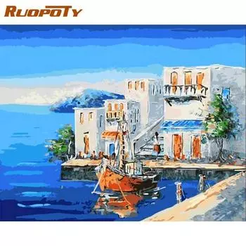 Ruopoty безрамный городской пейзаж DIY картина по номерам комплект настенная художественная картина раскраска по номерам для домашнего декора Artowrk 40x50 см 40x50CM NO Frame