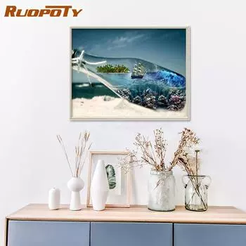Ruopoty бутылки пейзаж картины по номерам стены искусства DIY картина маслом на холсте акриловая краска для украшения стен безрамное 40x50 см