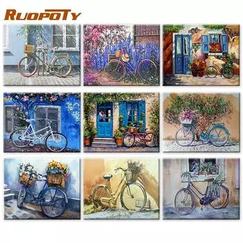 RUOPOTY цифровая раскраска пейзаж холст ручная роспись уникальный велосипед гостиная детская комната украшение 40x50cm NO Frame