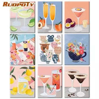 RUOPOTY цифровая роспись чашки для воды живопись искусство подарок Diy картина цифровая чашка набор украшения дома 40x50cm NO Frame