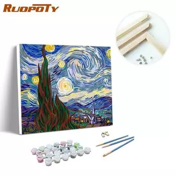 Ruopoty цифровая живопись абстрактное звездное небо холст фотографии Diy Zero Base холст цифровое цветное украшение для дома 40x50cm no frame