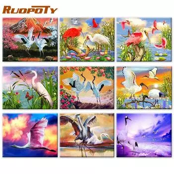 RUOPOTY цифровая живопись птицы ручная роспись стены искусства уникальный подарок Diy рамка картина маслом цифровая животное гостиная 40x50cm NO Frame